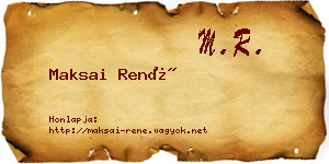Maksai René névjegykártya